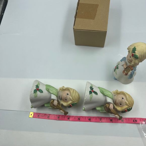 Vintage Set 3 Homco Christmas Ceramic Carolers Holiday Figurines Harp Mandolin - Picture 5 of 14